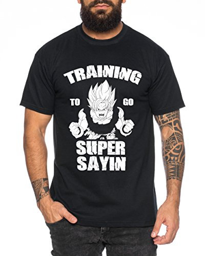 Training to go Super Saiyan Herren T-Shirt One Goku Dragon Master Son Ball Vegeta Turtle Roshi Piece Golds Db, Farbe:Schwarz;Größe:M