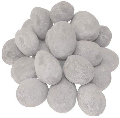24 piezas de piedras de cerámica, quemador de bioetanol de gel gris, decoración de mesa