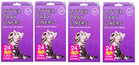 Litter tray liners bags cat kitten easy clean waste disposal pack of 96