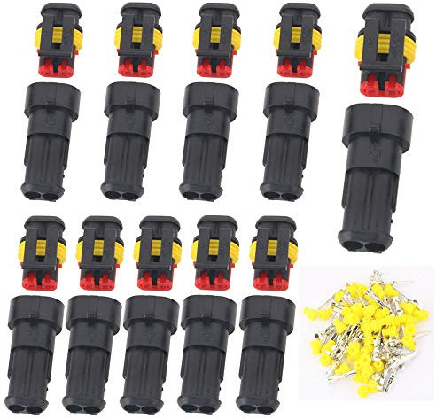 GTIWUNG 10 Kit 2 Pin Auto Impermeabile Connettore, Connettore Elettrico Spina Impermeabile 1.5mm terminale 20–16AWG Impermeabile legare Elettrico Connettore per Auto Camion Marina Moto