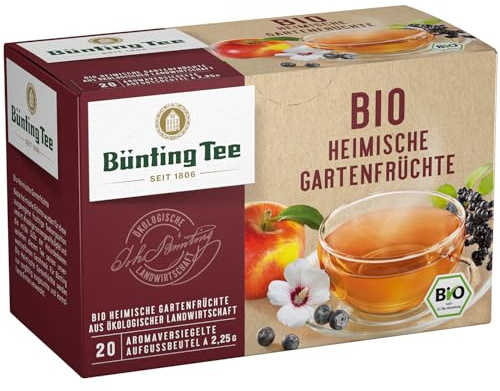 Bünting Tee Heimische Gartenfrüchte 12er Pack – Bio Früchtetee – 12 x 20 Teebeutel
