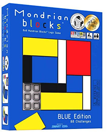 Mondrian Blocks Multi Award Winning Puzzle Game, Brain Teaser, Kompaktes Reisespiel an Bord, Blue Edition