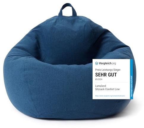 Lumaland Sitzsack Comfort Line | Indoor Beanbag 100x120x50cm mit mehr als 2,4 Mio. anpassbaren EPS-Perlen | Weiches & Komfortables Bodenkissen | Sessel für Kinder & Erwachsene | 315 L [Dunkelblau]