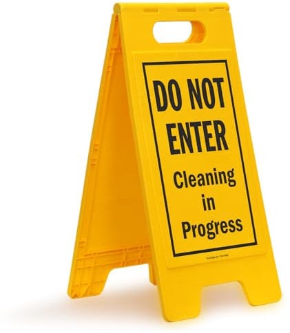 SmartSign 25 x 12 inches Do Not Enter - Cleaning In Progress 2-Sided Folding Floor Sign, Digitally Printed Polypropylene Plastic, Black and Yellow