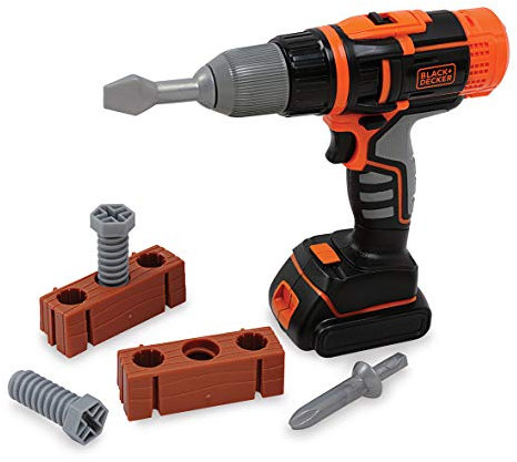 Smoby - Black+Decker - Perceuse Visseuse Mécanique - Jouet Bricolage Enfant - 2 Embouts + 4 Accessoires - 360194