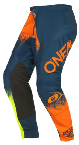 O'NEAL | Motocross-Hose | Enduro MX | Maximale Bewegungsfreiheit, Leichtes, Atmungsaktives und langlebiges Design | Pants Element Racewear V.22 | Erwachsene | Blau Orange Neon-Gelb | Größe 36/52