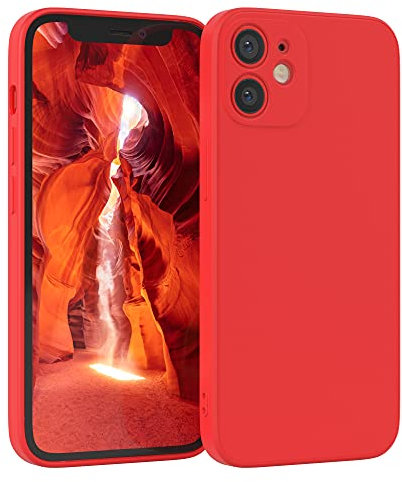 EAZY CASE - Silikonhülle für iPhone 12 Mini Hülle Silikon Case Rot weich stoßfeste Handyhülle iPhone 12 Mini Schutzhülle mit Kameraschutz Dünn Premium Schutz Cover TPU Phone Bumper in Rot
