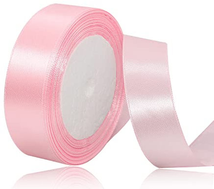 Hellrosa Satinband 25mm x 22Meters Schleifenband Hellrosa Geschenkband Dekoband Stoffband für Geschenk, Basteln, Nähprojekte, Haarschleifen, Brautstrauß, Hochzeits Dekoration