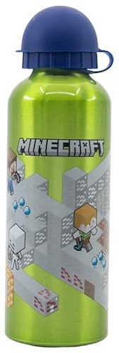 530ml Minecraft Isometric Water Bottle, Silver Aluminium Summer Water Bottle, Leakproof Water Seal, Bottle, BPA Free Hiking Camping Running Mountain Outdoor Sports | 21cm