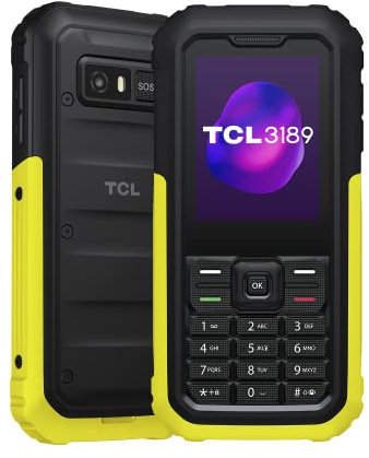 TCL 3189 - Cellulare Rugged Phone 4G, Impermeabile e resistente agli urti IP68, 17 giorni autonomia, Tasto SOS, Chiamate in HD, Torcia LED, Dual Sim, Illuminating Yellow [Italia]