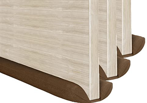 MOXVIO Lot de 3 boudins de porte double face pour porte - 70 à 90 cm - Largeur réglable - Imperméable et résistant à la neige - Tissu Oxford 600D (marron)