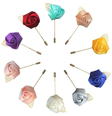 10 Stück Anstecknadel Brosche Herren,Pin Ansteckblume,für Braut Bräutigam Groomsman Brautjungfer Hochzeit Prom Party.
