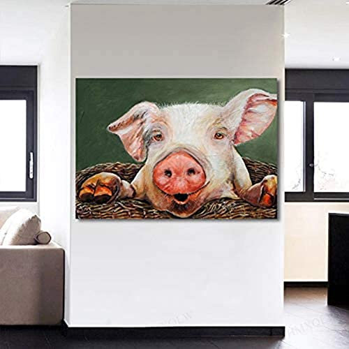 HMXQLW Leinwand Wandbilder Tiere Schweine Bilder kunstdrucke Wohnzimmer Schlafzimmer Deko,Malerei Poster und Drucke Wandkunst Rahmenlos (50X70CM)