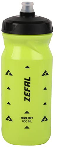 ZEFAL Sense Soft 65 Bidon Velo et VTT- Gourde Sport Souple et Inodore - Bidon Eau Sans BPA - Tetine Silicone - Jaune Fluo, 650ML