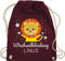 Turnbeutel Rucksack - Kita Beutel Wechselsachen Jungen - Wechselkleidung Löwe - Unisize - Bordeauxrot - kinderturnbeutel wechselbeutel personalisierte löwen stoffrucksack kindergartenbeutel