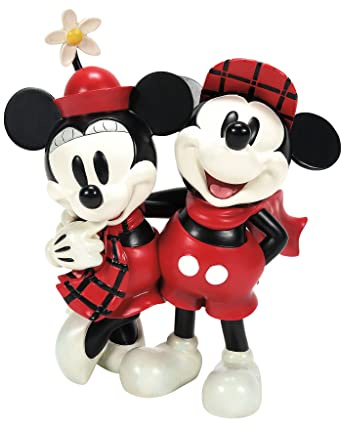 Enesco Disney Showcase Mickey und Minnie Mouse in Weihnachts-Plaid-Figur, 10,2 cm, mehrfarbig