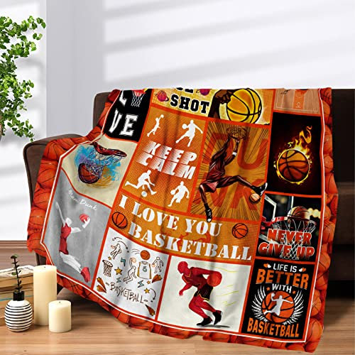 Kuscheldecke Flauschig Decke, Basketball Flanell Fleecedecke Weich Wohndecke Überwurfdecke für Junge mädchen Geschenk, Flauschige Warm Plüschdecke Decke für Teenager Sofa Couch Bett Deko- 130x150 cm