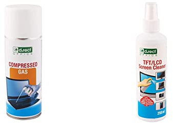 D.RECT - Aria Compressa Spray | 400ml | Purificatore D'aria Compressa | Pulitore per Tastiera | Computer Fotocamera Telefono Cellulare & Spray per la pulizia schermi | 250ml