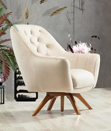 JV Möbel Sessel Beige 1 Sitzer Wohnzimmer Klassische Design Chesterfield Elegantes Stil