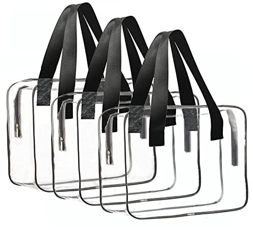 3 Pcs Clear Tote Bag, Clear Toiletry Bags, Clear Travel Bags Large Storage Bag Waterproof Travel Storage Bags for Women and Men.