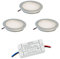 VBLED 3er-Set Einbauleuchten Extra flach Aluminium Silber 3000K mit LED Netzteil