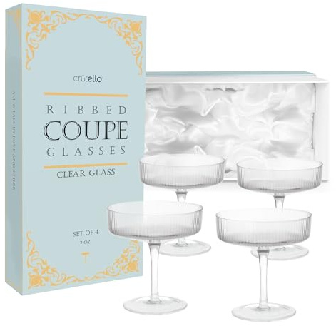 Crutello Geriffelte Coupé-Glaswaren, 118 ml, transparent, für gefrorene Getränke