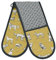 Penguin Home Heat Resistan Double Oven Gloves,Recycled Cotton Oven Mitt & Potholder for Home Cooking - Maximum Heat Protection/Kitchen Accessories, 400 GSM/Mustard,Grey & Black, Size (18x90 cm)