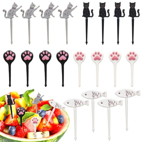 Mezrkuwr® 20 mini tenedores de frutas bento de dibujos animados para niños, palillos de dientes para alimentos, pinchos para tartas, accesorios bento, mini pinchos para postres