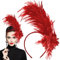WLLHYF Bibi à plumes des années 1920 pour femme, chapeau bibi pour femme pour le thé, le thé, les fleurs, chapeau Gatsby Derby, Rouge, taille unique
