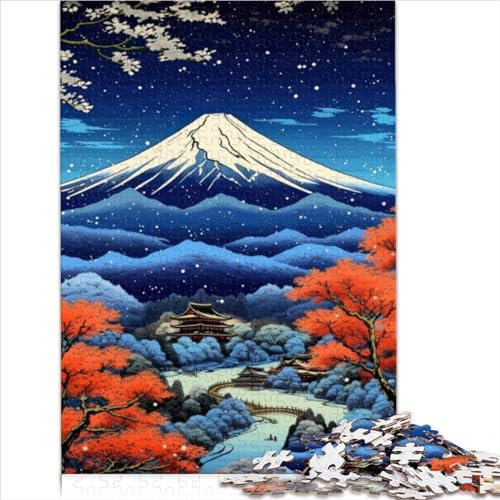 Puzzles für Erwachsene Ukiyo e Mount Fuji Sakura1000-teiliges Papppuzzle für Kinder ab 12 Jahren, Lernpuzzlegröße (26 x 38 cm)
