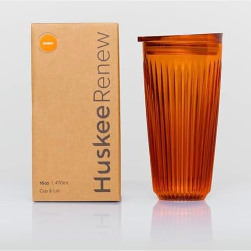Huskee Renew Range Cup & Lid- Amber and Smoke - (6oz, 8oz, 12oz, 16oz) (Amber, 16oz Cup & Lid)