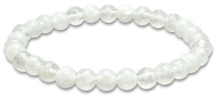 Bracelet quartz blanc - Pierres naturelles semi-précieuses énergétiques pour homme et femme - Fil élastique avec perles de boules - Cristaux de guérison et de guérison (quartz blanc)