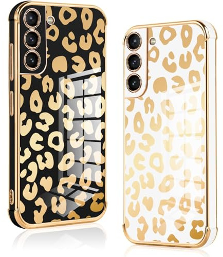 Vauki 2 Stück für Samsung Galaxy S21 5G Hülle, Silikon Handyhülle TPU Leopardenmuster Motiv Schutzhülle Kameraschutz Stoßfest Bumper Case - Jungen und Mädchen Cover für Samsung S21 5G,Black and White