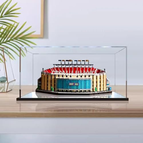 Yglophic Acryl Vitrine Box Für LG 10284 Camp NOU Barcelona, Acryl Vitrine, staubdichte Aufbewahrungsbox Präsentationsbox für Minifiguren Spielzeug Sammlung (55 * 50 * 25cm) A,2mm