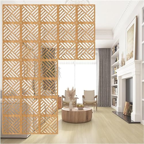 Kanduo JSY Raumteiler Hängend Trennwand, ausgehöhltes Design, Sichtschutz-Trennwand for Wohnzimmer, Schlafzimmer, Heimdekoration (Color : Wood Colour, Size : 29cm-20pcs)