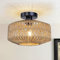KMaiPem Boho Deckenlampe Wohnzimmer, 1 Licht Handgewebter Rattan Deckenleuchte Schlafzimmer, Natürliche Bauernhaus Deckenleuchten für Küche, Modern Rustikal Kronleuchter für Eingangsbereich, Flur