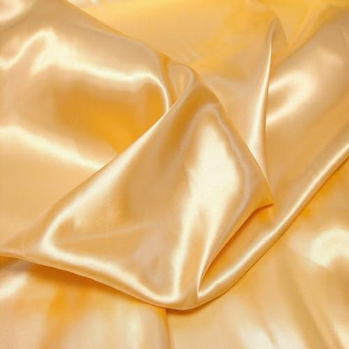 TOLKO Glanz Satin Stoff Meterware als Modestoff Dekostoff Kostümstoff Gardinenstoff Vorhangstoff Hochzeitsstoff | Glitzer Satinstoffe zum Nähen Dekorieren | Nähstoffe 145cm breit (Gold)