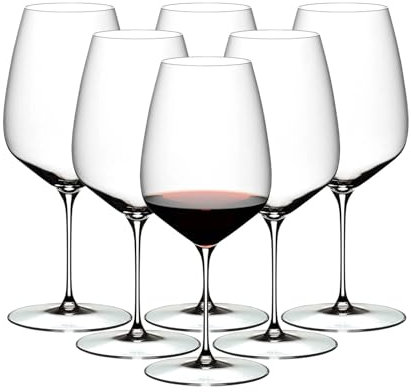 RIEDEL Veloce Cabernet/Merlot Weinglas 6er Set, 829 ml, Rotweingläser für komplexe Weine, Kristallglas