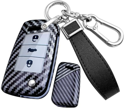 ontto Coque de clé de voiture en carbone pour Volkswagen Jetta, Tiguan, Passat, Polo, Beetle, Golf GTI, Porte-clés A-noir, Small