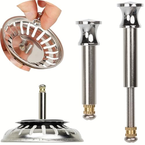 Siebkorb Ersatz Zapfen, 1 Pack, für Excenter Bedienung, ragt 27-57 mm tief in den Abfluss, Ø 8 mm Stift, Zapfen aus Messing, kompatibel mit Franke, Blanco Ablaufgarnitur, Exzenter Pin Ventilablauf