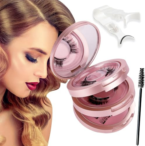 Faux Cils Magnétique Aimanté sans colle Cils Magnetique Naturel 3d Waterproof Effet sans Eye-Liner Réutilisables,avec Applicateur (4 paires)