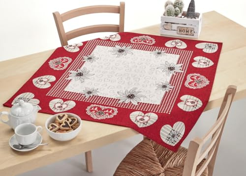 BIANCHERIAWEB Ortles Tischdecke Tischdeckchen Tischläufer Muster Tiroler Ortles Made in Italy 90 x 90 cm Ortles