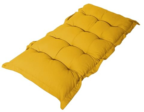 Déco Arts Bodenmatratze, groß, gepolstert, Ultra-Komfort, Futon-Baumwolle, für Wand, Bank, Liegestuhl etc. – für drinnen und draußen – 120 x 60 cm, Dicke 10 cm, honiggelb