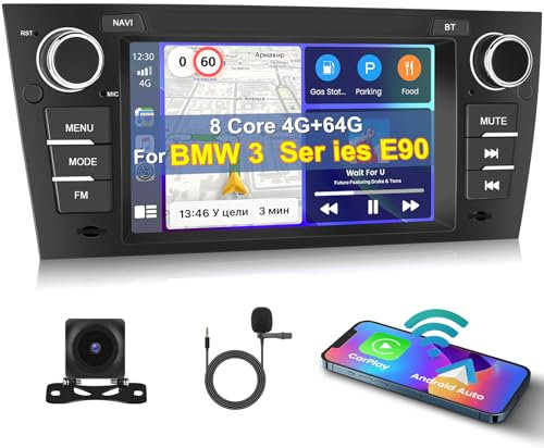 [8 Kern 4G+64G] Inefala Android 15 Autoradio 2 DIN für BMW E90 2005-2012, 7 Touchscreen mit Wireless Carplay Android Auto, BT GPS WiFi 59UI RDS FM Mic Rückfahrkamera
