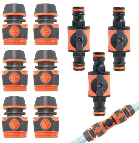 SPDYCESS 9 Pièces Connecteur de Tuyau avec Raccord, Raccord Rapide de 12 mm Eau, Embout Tuyau Arrosage, Adaptateur de Tuyau,Pièces de Rechange pour Raccords de Tuyaux pour Jardin et Maison