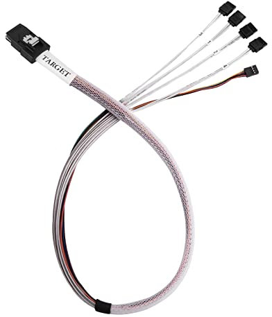 SilverStone CPS03-RE: Mini-SAS 36-poliges (Zielgerät) SFF-8087 -zu-SATA-7-poliges x 4 (Gehäuse)-(Ziel-) mit-Sideband-Kabel (SGPIO) Länge: 50 cm.