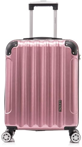 RAYKONG Valise Cabine 55x40x20cm (44L) Polycarbonate - avec Protection dans Les Coins - Serrure integrée - 20 Pouces - (RK04|Rose dorée)