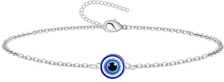 cotigo Bracelet oeil turc en acier inoxydable ou en fil + un bracelet 7 noeuds (gratuit), amulettes porte-bonheur et protection contre le mauvais œil bijoux homme bracelets femme fille, taille unique