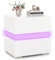 AUNEK LED Bedside Table, Modern Nightstand Bedside Cabinet with 2 Drawers, 16 Adjustable RGB Lights and Remote Control, 4-Side High Gloss White Side Table for Bedroom, Living Room, Home (White)