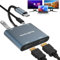Adaptateur hub USB C vers double HDMI, répartiteur HDMI 4 en 1 pour 2 moniteurs
